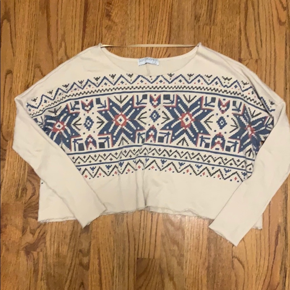 Tribal Print Cropped Jersey Sweatshirt